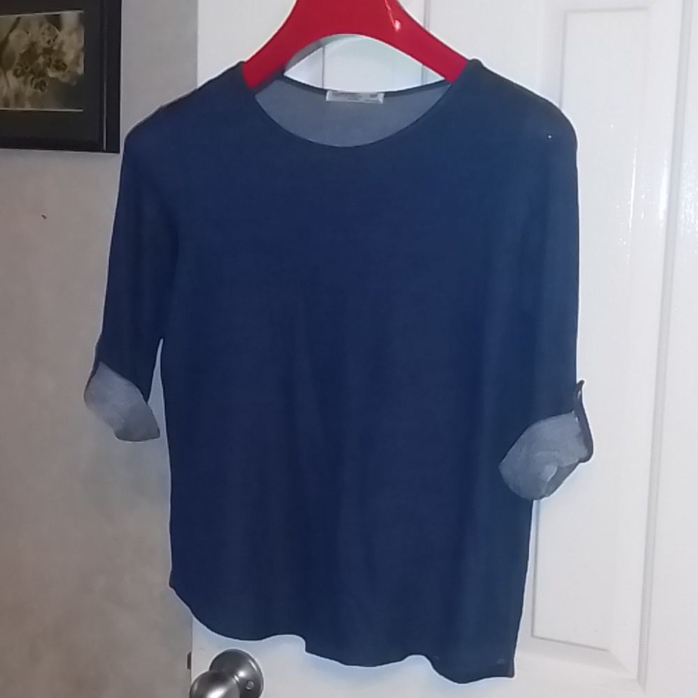 Tresics Navy Blue Long Sleeve Women's Petite Tee